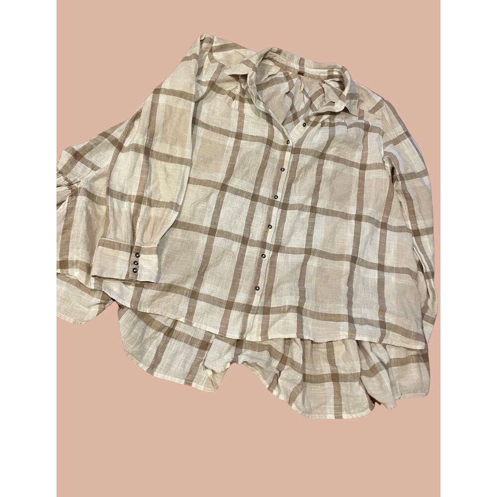 Large Free People Plaid Shirt | Boho Indie Maximalist Top